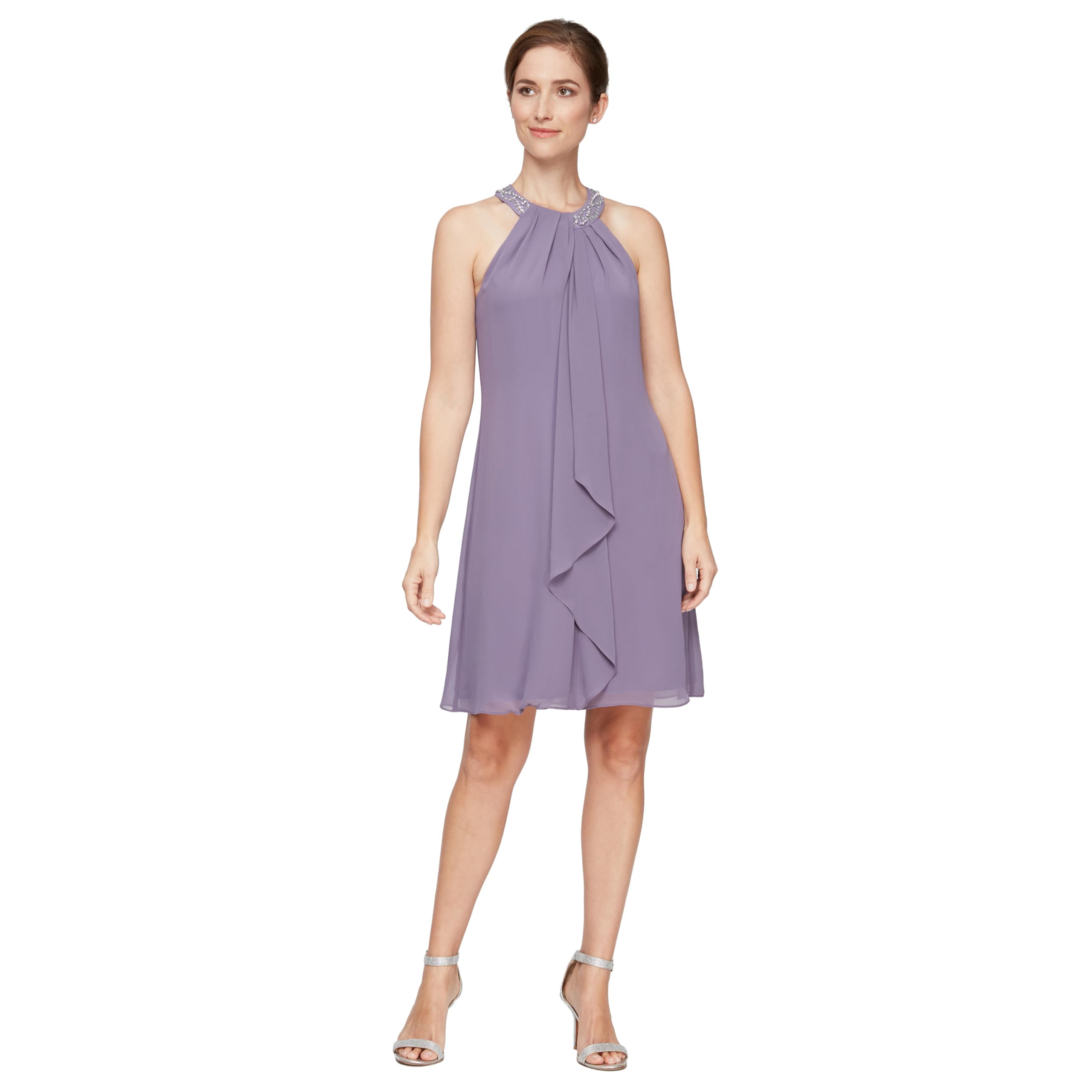 S.L. Fashions Womens Jewel Halter Sheath Dress (Petite and Regular)