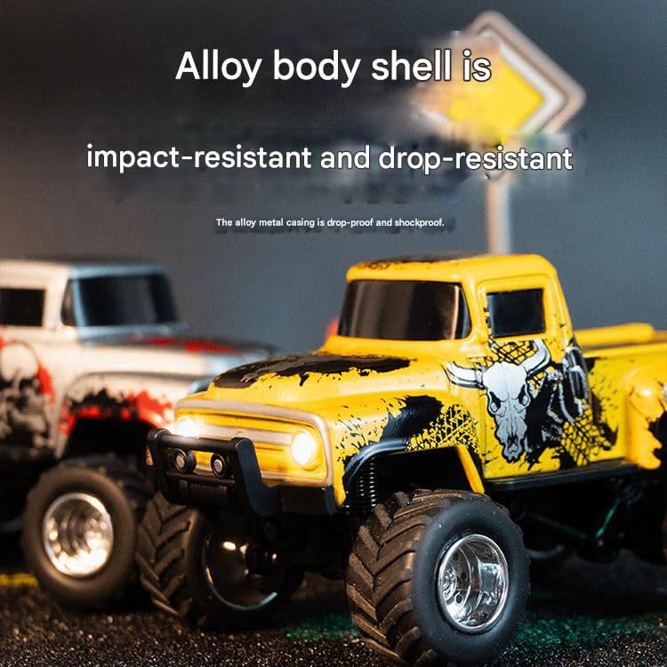 Image of Mini Die-Cast RC Car 1:64 Scale | High-Speed Desktop Remote Control Car with LED Headlights | 2.4GHz Mini Controller, 15m Range, Type-C Charging | Toy Car Model for Kids & Adults (HG4-231)