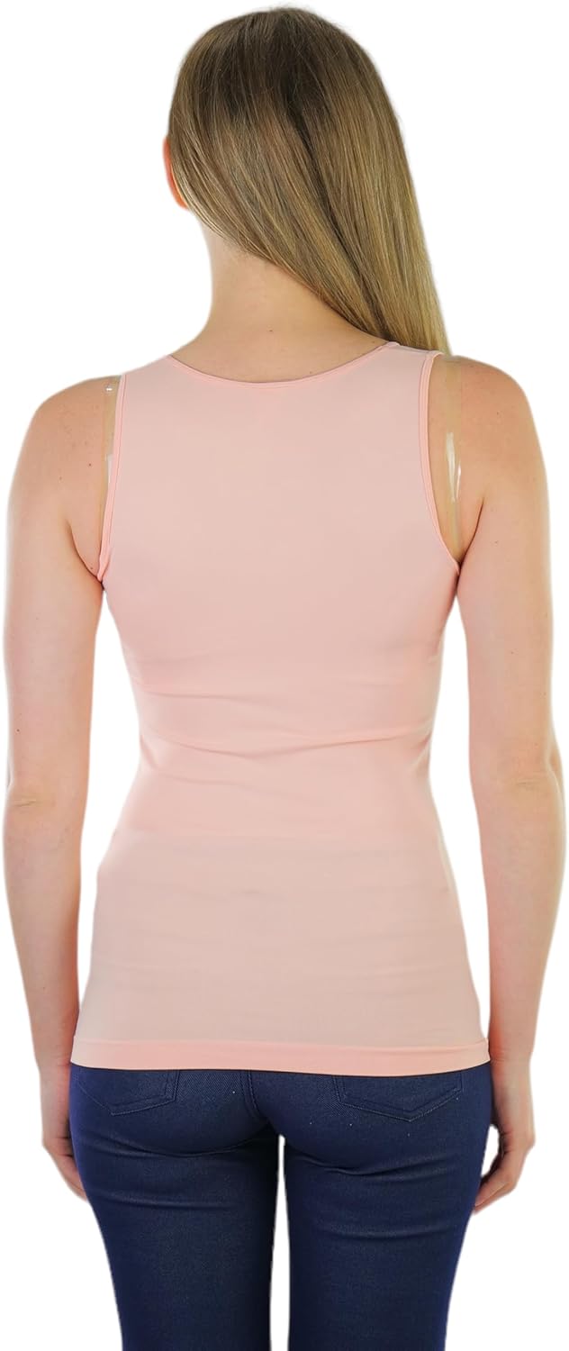 ToBeInStyle Women's Scoop Neck Solid or Mesh A-Shirt Tank Top - Image 2