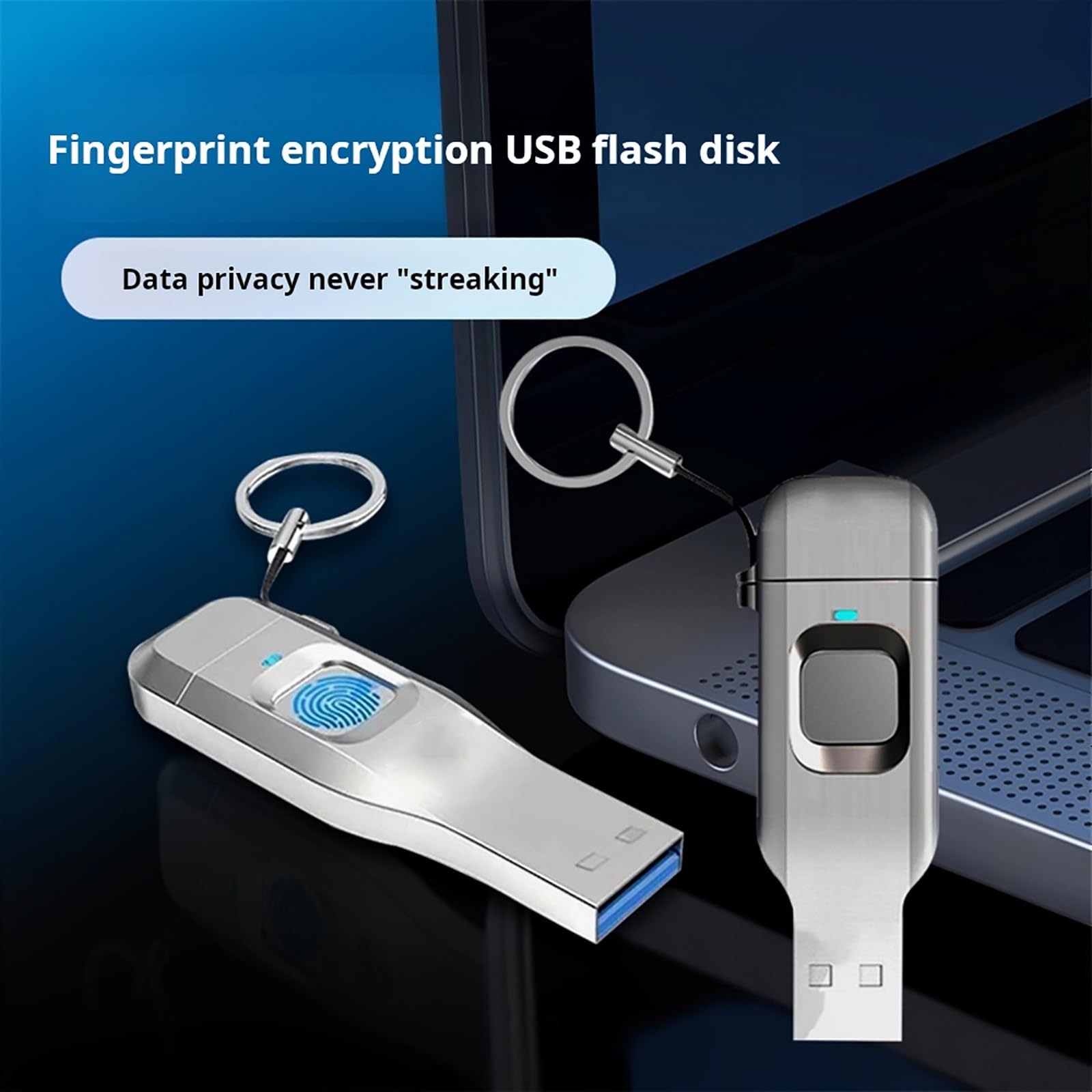 Chiavetta USB con Impronta Digitale, 16GB/32GB/64GB/128GB/256GB Chiavetta USB 3.0, Doppia Interfaccia USB 3.0 + Type-C, Partizione Crittografata Personalizzabile 64GB