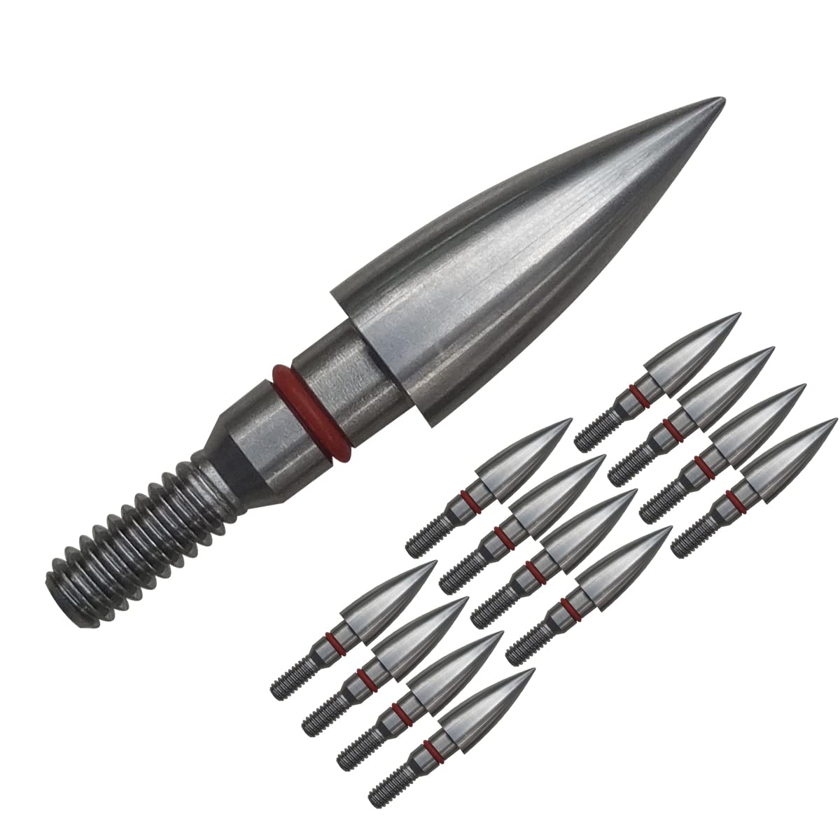 Stainless Steel Archery Field Points,9/32? 19/64? 5/16? 11/32? Diameter 100/125/150/175/200/250/300 Grains,Screw in Archery Field Tips(1 Dozen 12PCS) (5/16?-100grains)