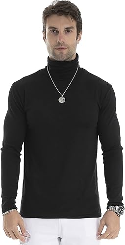 Miniatura 8 de Camiseta de manga larga para hombre, ajustada, ligera, con cuello de tortuga