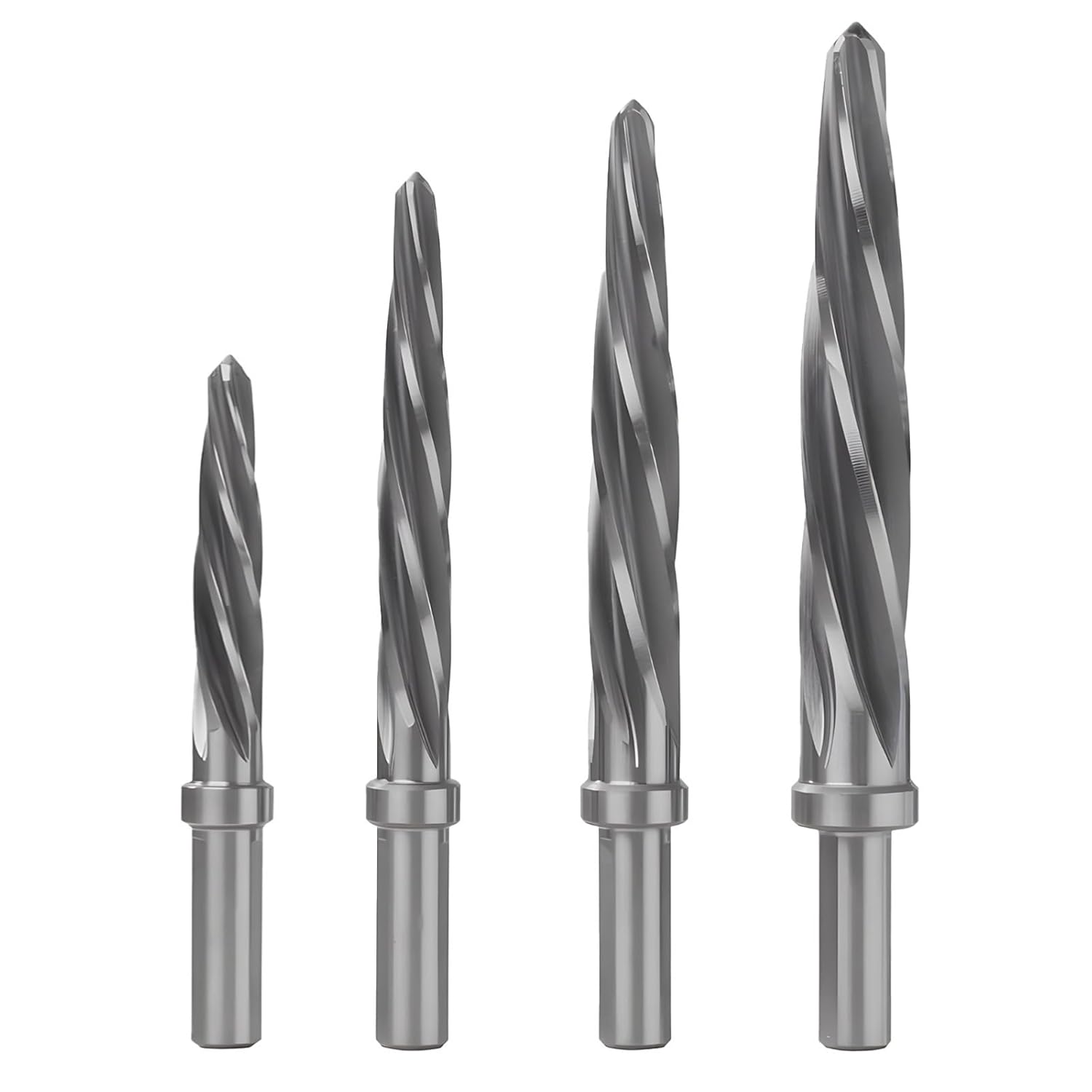 4-Piece Hss6542 M2 Taper Reamer Set for Metalworking, Automotive & Construction with Aluminum Storage Case