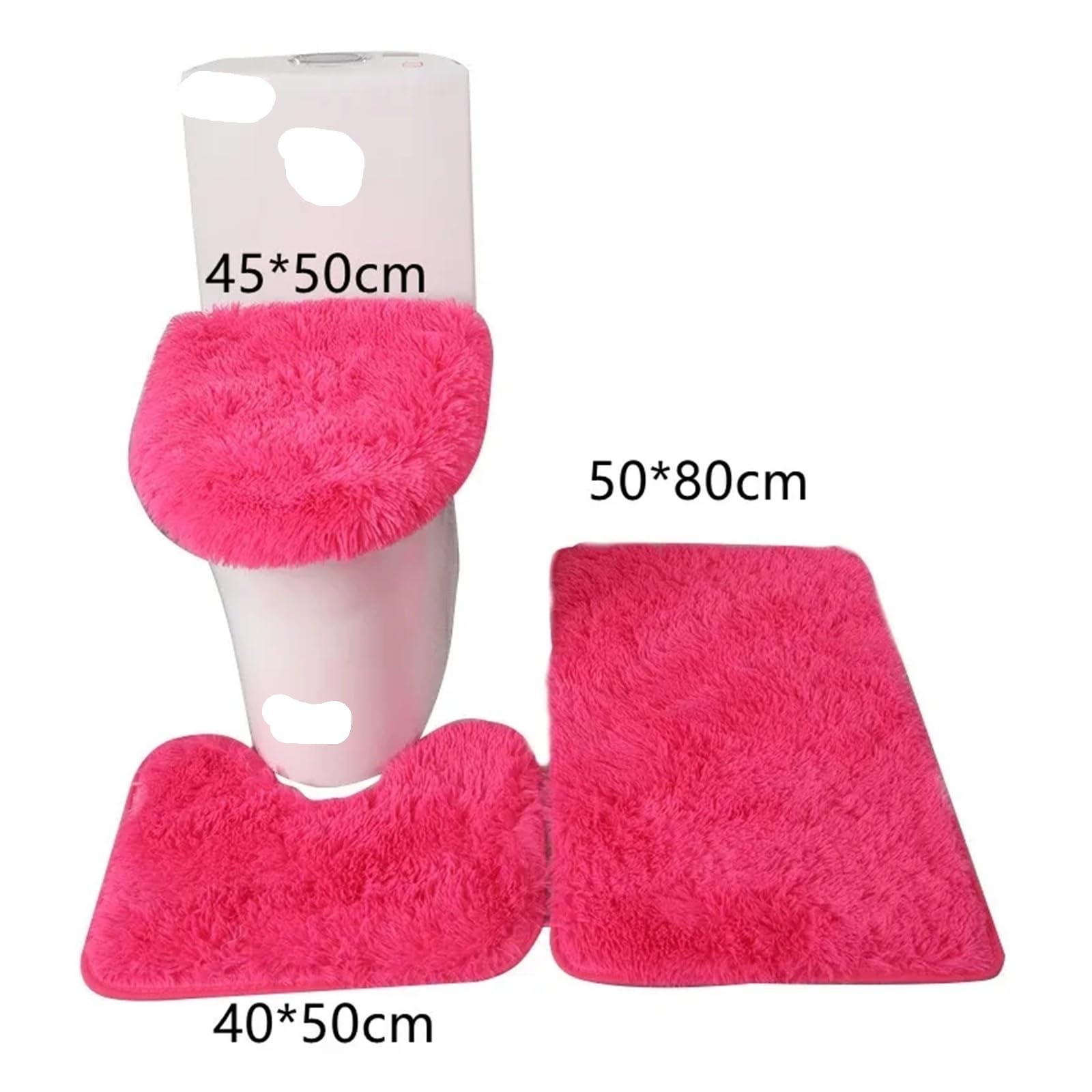 Lot de 3 tapis de salle de bain antidérapants, tapis de bain et housse de siège de toilette, tapis contour de contour de salle de bain, violet doux et absorbant, idéal pour la maison et le spa