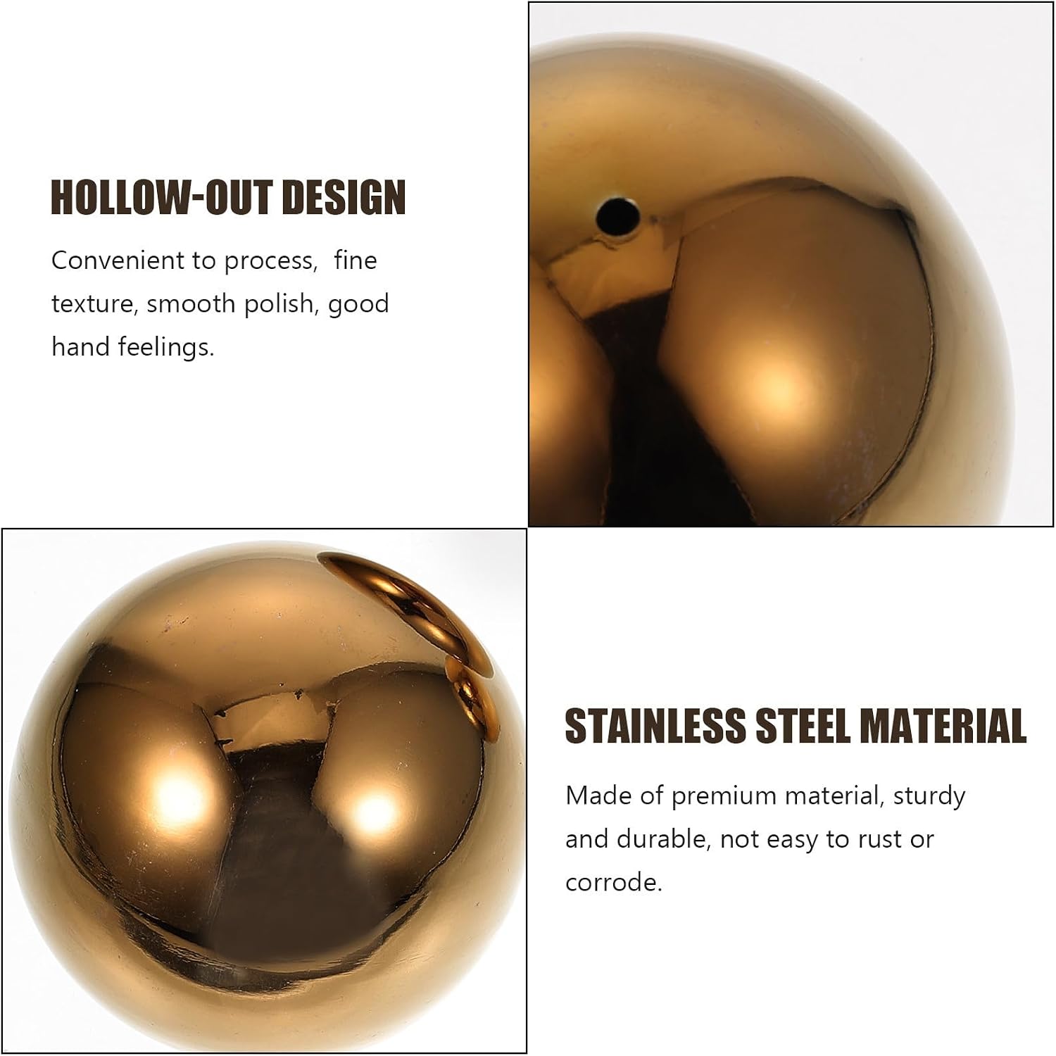 3pcs Golden Stainless Steel Hollow Ball Decor Set for Garden Displays