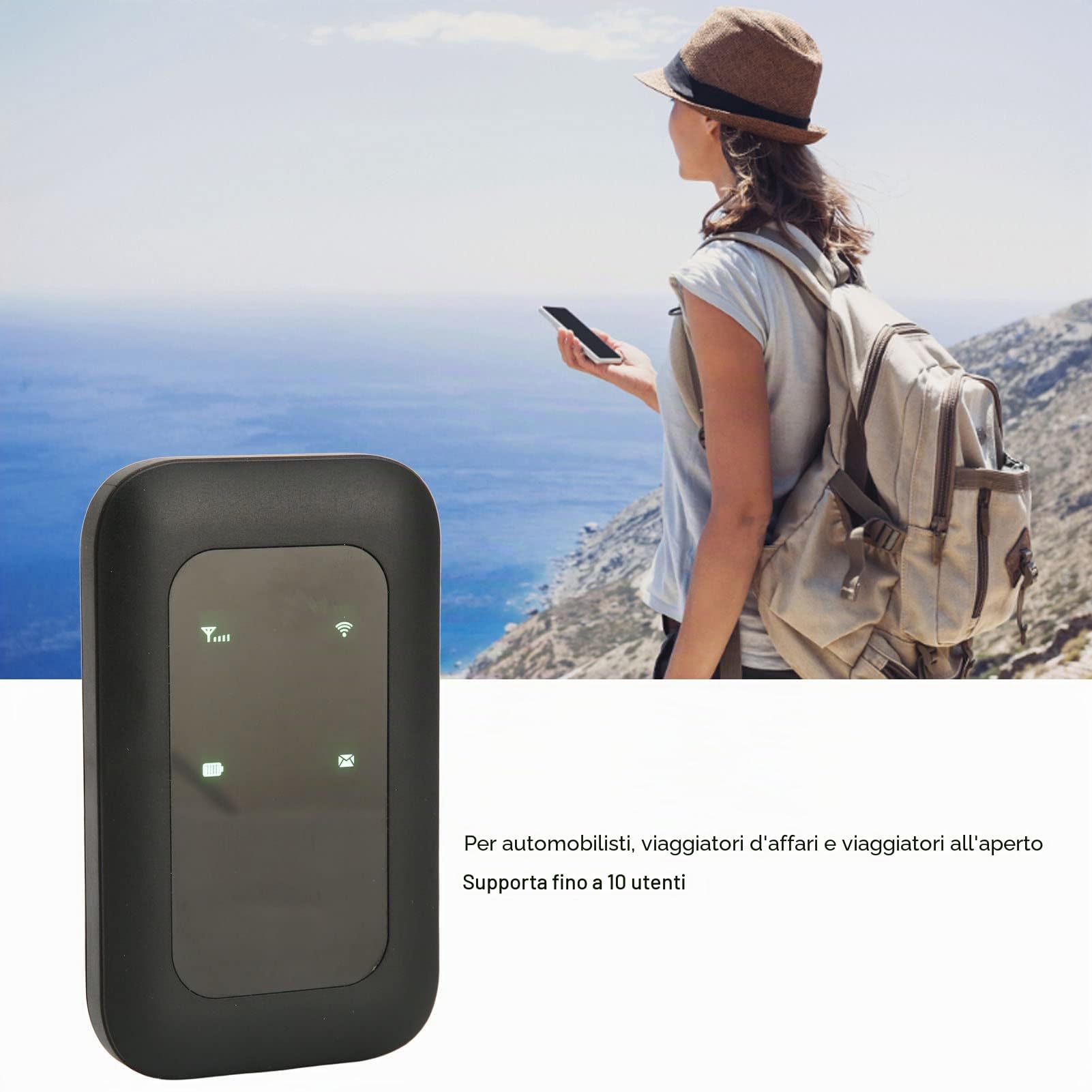 Mini Router WiFi Wireless Portatile da Viaggio, Router WiFi Mobile 4G LTE con Slot per Scheda SIM, Router Wireless 4G Sbloccato per Partner di Viaggio, Condivisione di 10 Utenti per Viaggi All'aperto