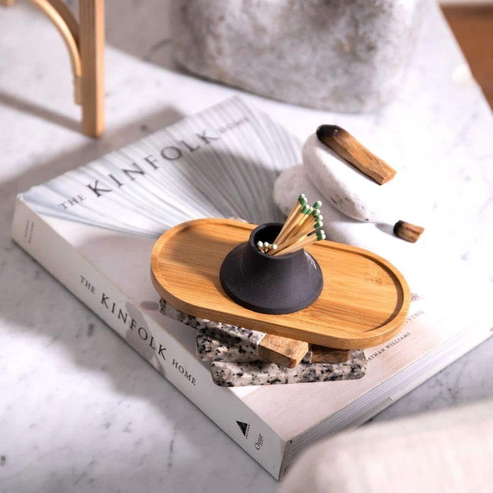 MaisoNovo Bamboo Wooden Tray for Bathroom Countertop | Vanity Tray for Countertop Organization | Wooden Bathroom Trays for Counter Soap Dispenser | 6.85 Inch Bamboo Wooden Small Tray : Home & Kitchen