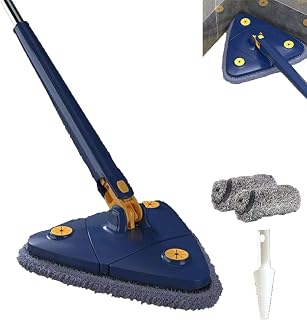 360 Degree Rotatable Adjustable Triangle Cleaning Mop, Cleaning Mop Tools, Multifunctiona Rotating Mop (Blue)