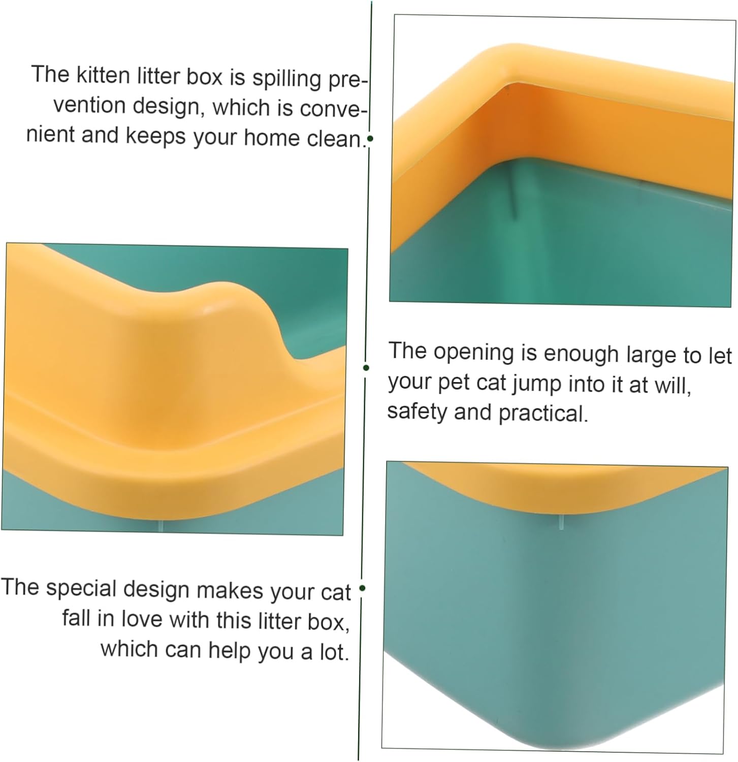 1set Semi-Enclosed Cat Litter Box for Indoor Use Low Entry Design for Kittens Easy Monitoring of Cat Health and