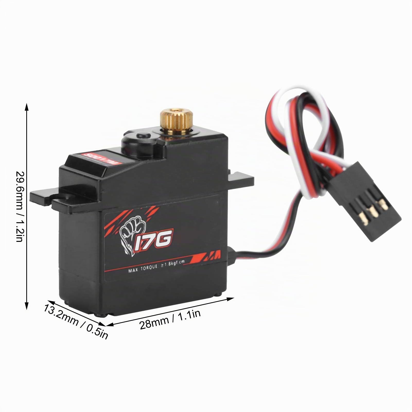 HERCHR Servo con Ingranaggi in Metallo 17g Servo Digitale RC ad Alta Coppia Impermeabile con Ingranaggi Metallo per Modelli RC ad Alta velocità Scala 1/18, Auto, aeroplani, Robot e Barche