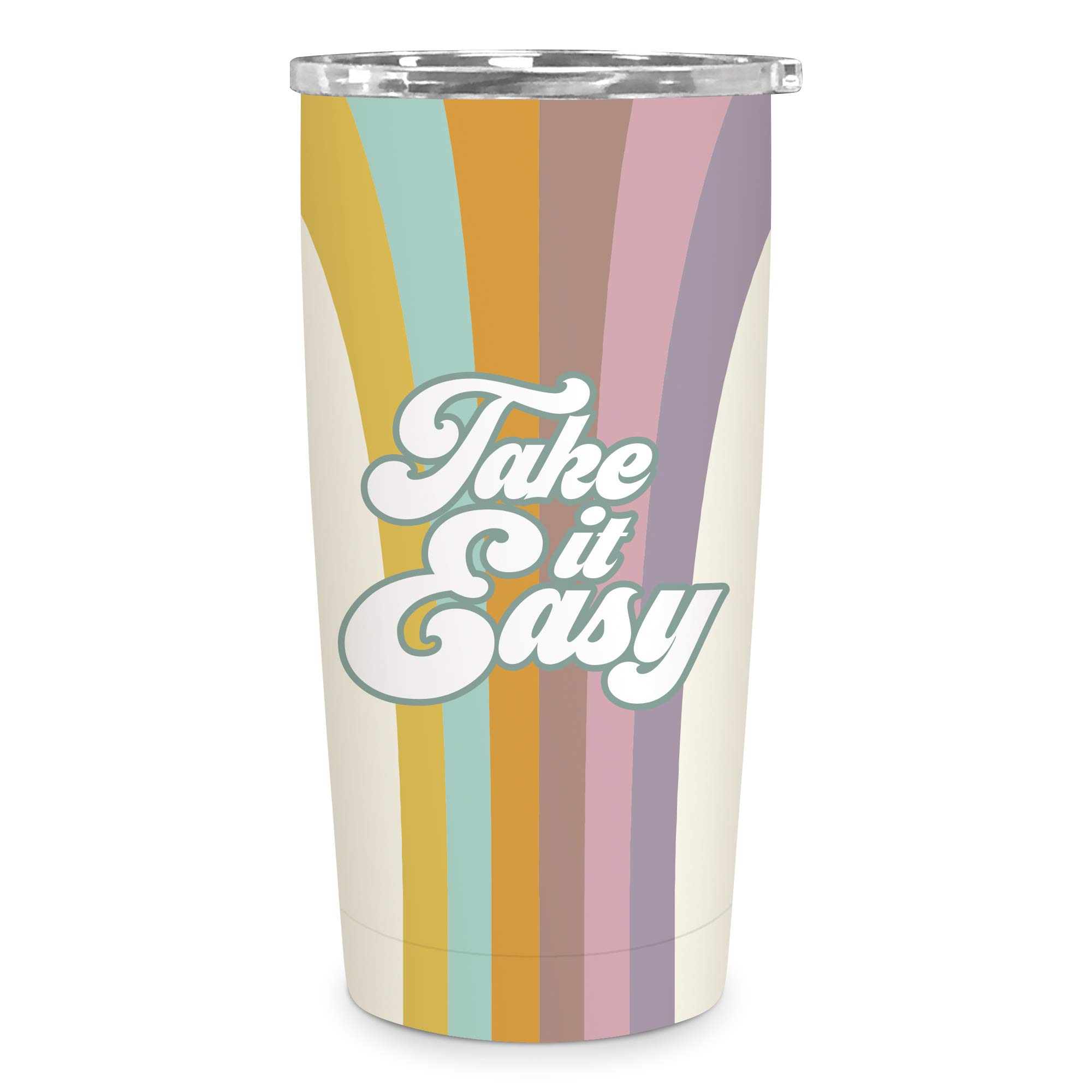 Studio Oh! Insulated Stainless-Steel Tumbler - Double-Walled 17-Ounce Travel Cup - Vacuum Seal Keeps Liquids Hot or Cold for Hours - Fits Standard Size Cup Holders - Take It Easy