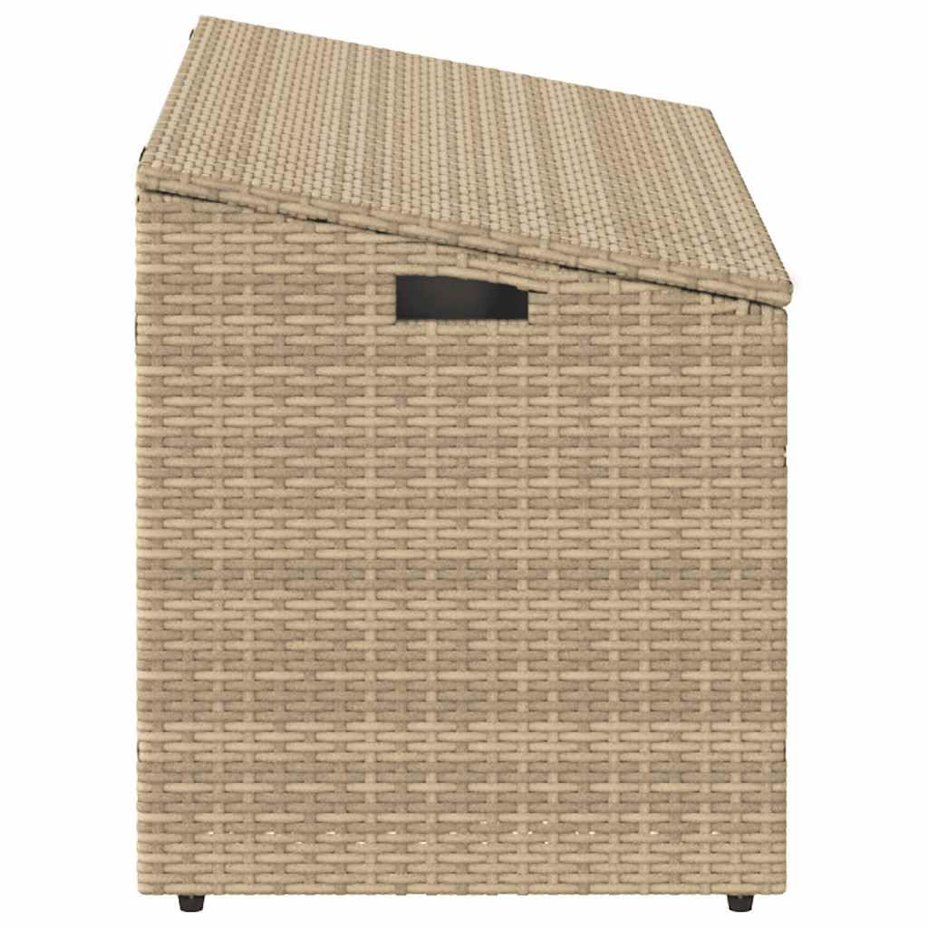 Contenitore da giardino beige, in polyrattan, 110 x 50 x 58 cm, resistente alle intemperie e impermeabile, pratica scatola per cuscini, cuscini