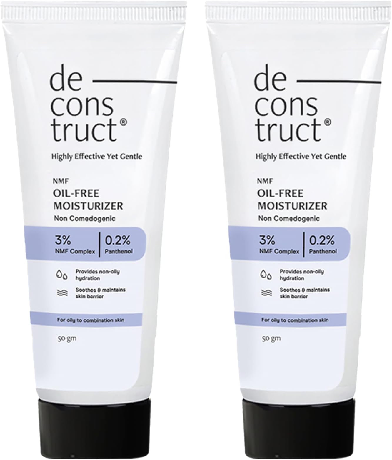 Deconstruct Oil-Free Moisturizer | Non Sticky, Lightweight, Non-Comedogenic & Fast-Absorbing | Tested for 72H Hydration | For Oily, Acne-Prone & Sensitive Skin | 50gm (Pack of 2)