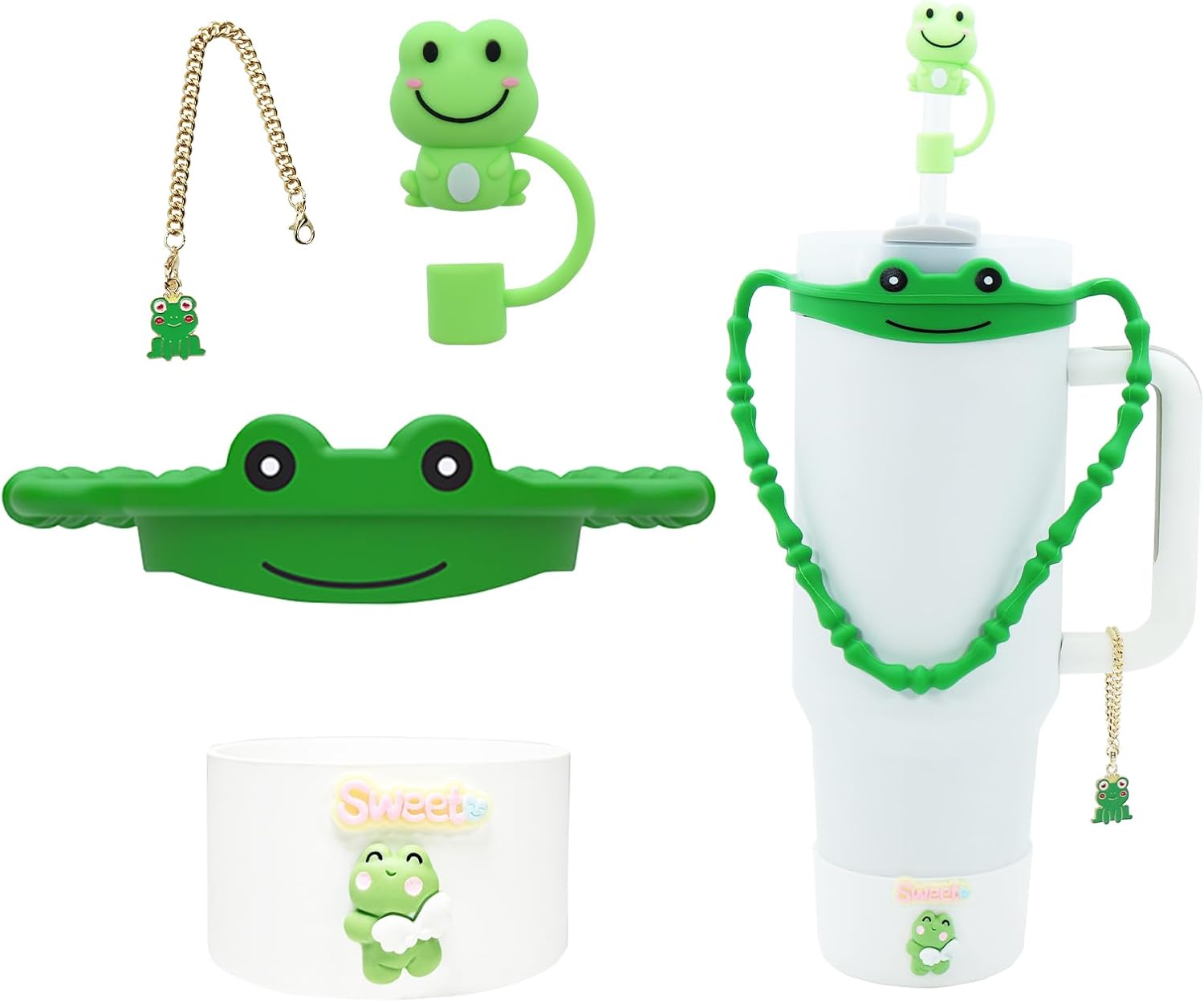 Animal Silicone Boot and Bottle Strap Set for Stanley Cup-Green