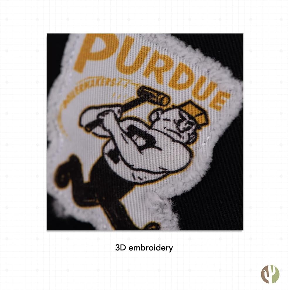 Desert Cactus Purdue University Baseball Hat Boilermakers Brimmed Embroidered Hats Cap Adjustable Cloth Strap Adult (Style K1 Vintage) Black - Image 5