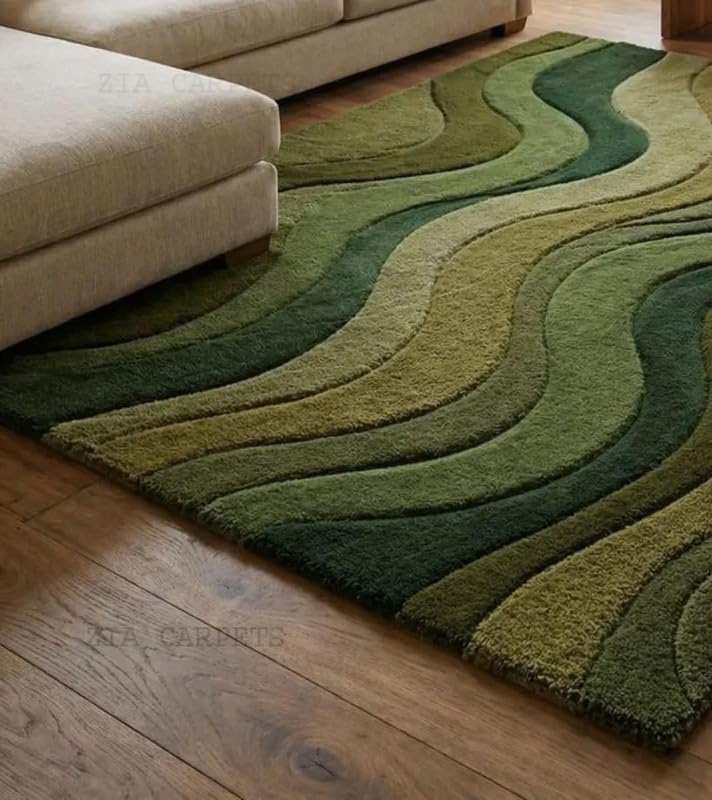 Image of zia carpets Hand Tufted Woollen Modern Collection Bedroom & Living Room Carpet Size 5 X 7 Feet