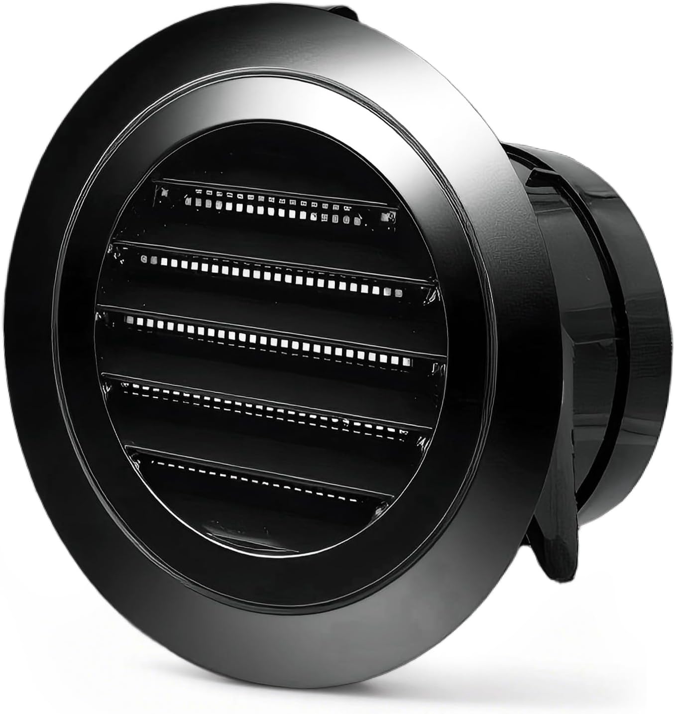 Soffit Vent for Exhaust Fan with Built-in Mesh Screen, Black Round Soffit Exhaust Vent Cover ABS Louver Grille Cover, Dryer Vent for Bathroom Office Kitchen (3inch Black 6PCS)