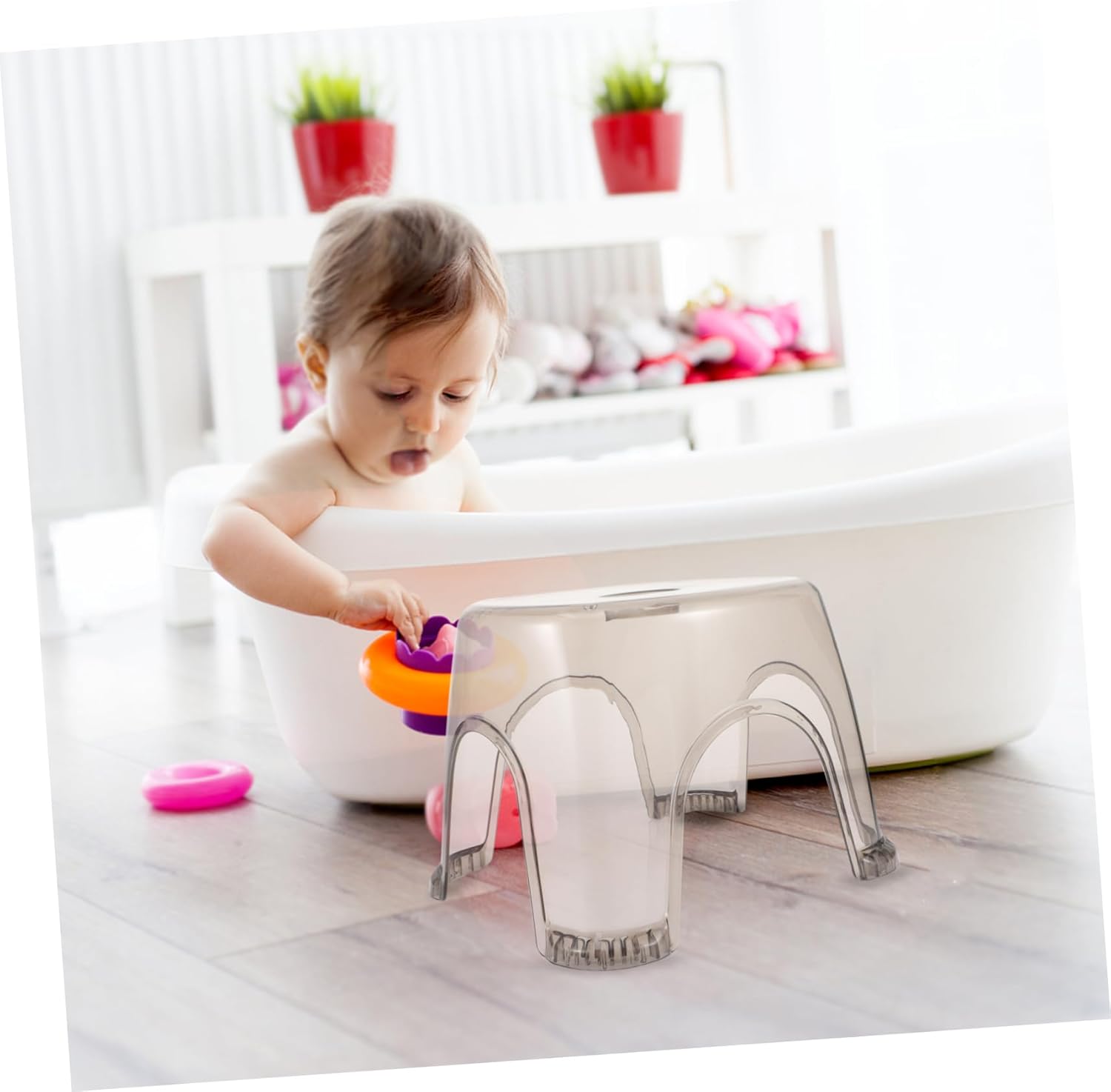 2pcs Sturdy Plastic Stool Boys and Girls Step Stool Non-Slip Surface for Household and Classroom Use