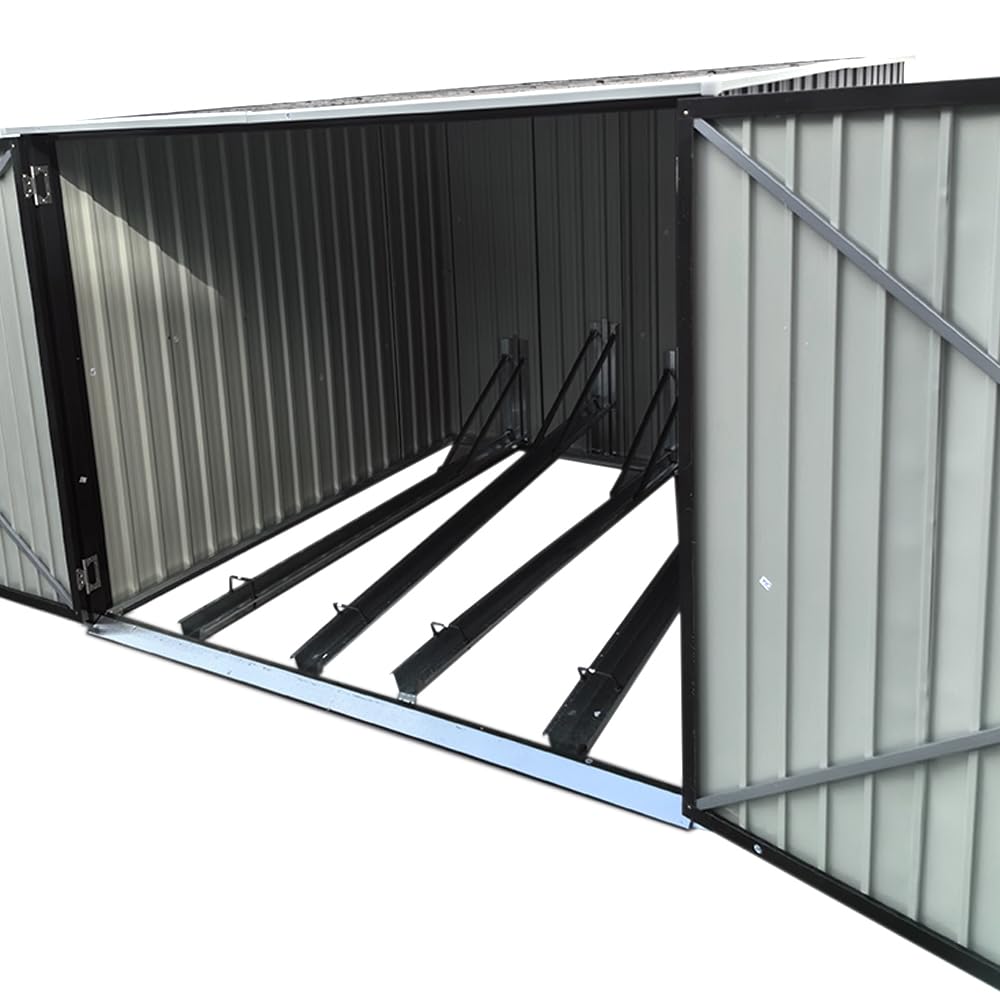 Galvanized Steel Bike Shed with Removable Gravity Locking Racks, Outdoor Bicycle Storage (D201x W196x H157m With 4 Racks) — view 6