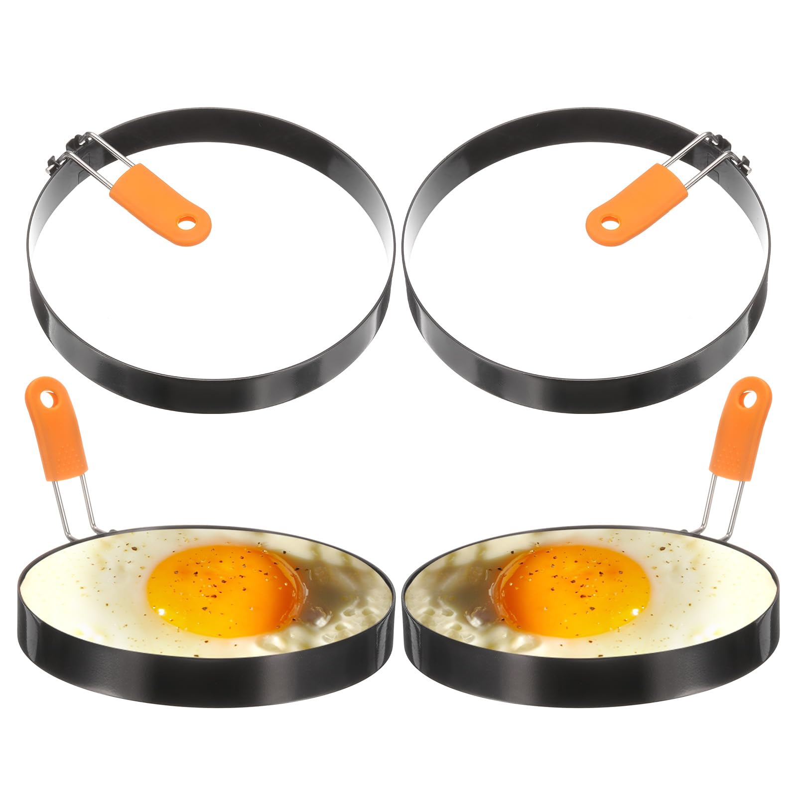 Anillos de huevo de acero inoxidable premium con detalles de silicona