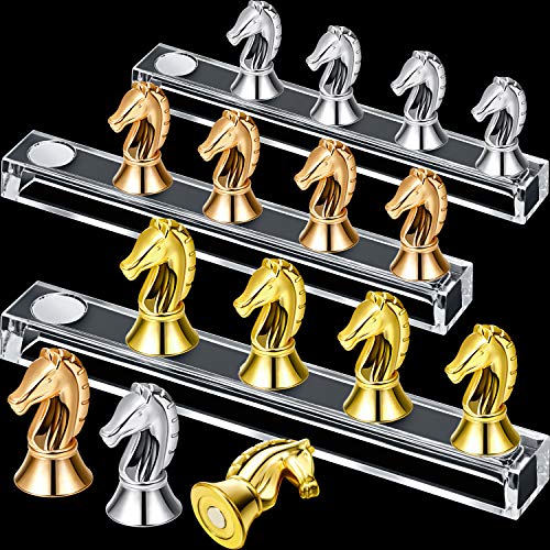 3 Sets Magnetic Nail Tips Holders Nail Art Practice Display Stands Acrylic Nail Training Stands Horse Style Manicure Nail Holders for DIY Nail Salon Tools (Gold, Silver, Rose Gold)