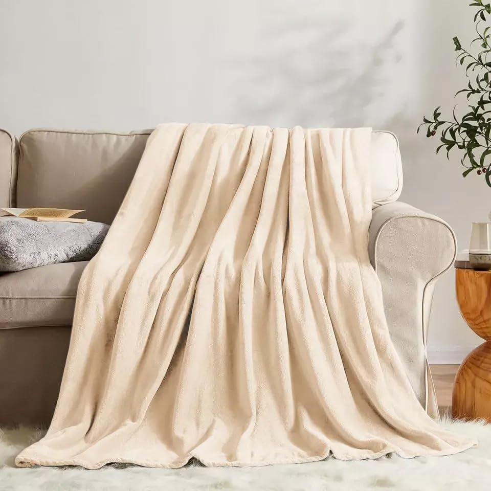Stylish Home London Fluffy Fleece Blanket Faux Fur Bed Throw Super Soft Warm Large Blanket for Bed Sofa Car (Cream, King (U.K. Standard))