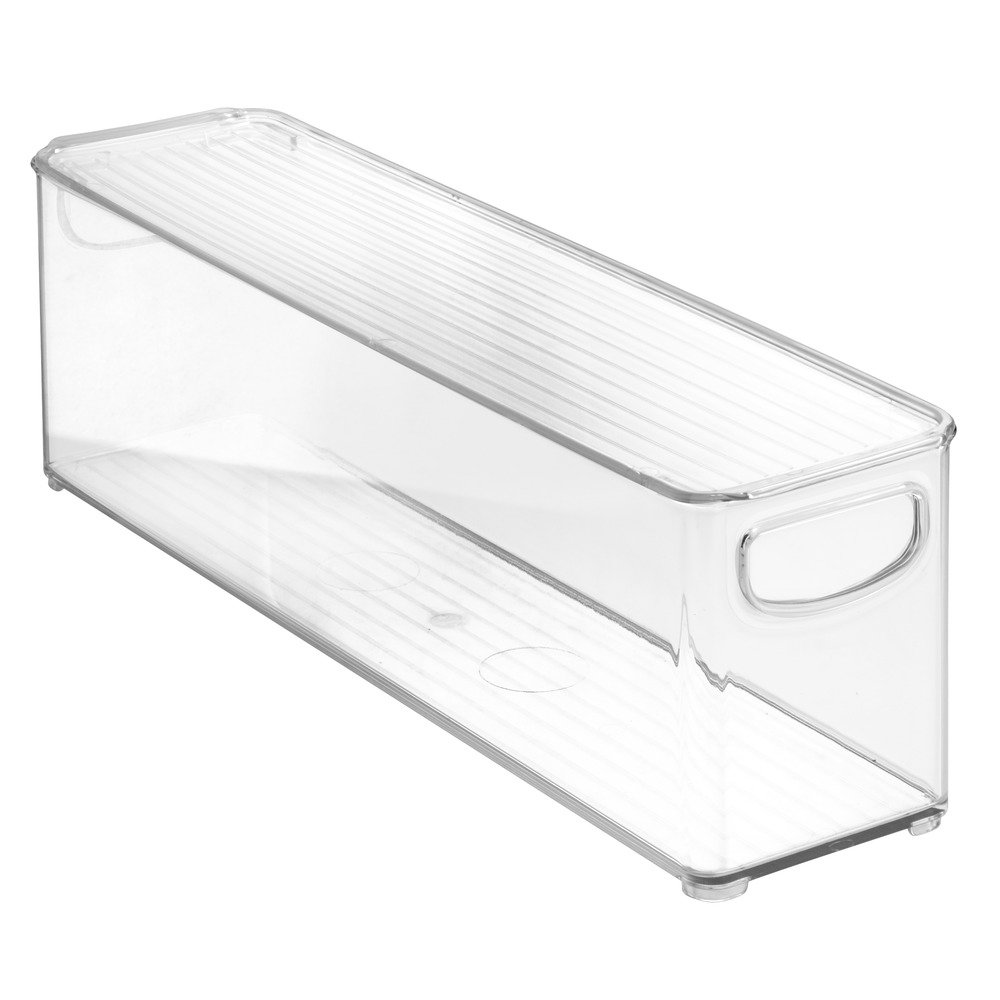 InterDesign Storage Organizer Bin with Lid for Kitchen, Pantry, Cabinets, Office - 16" x 4" x 5", Clear