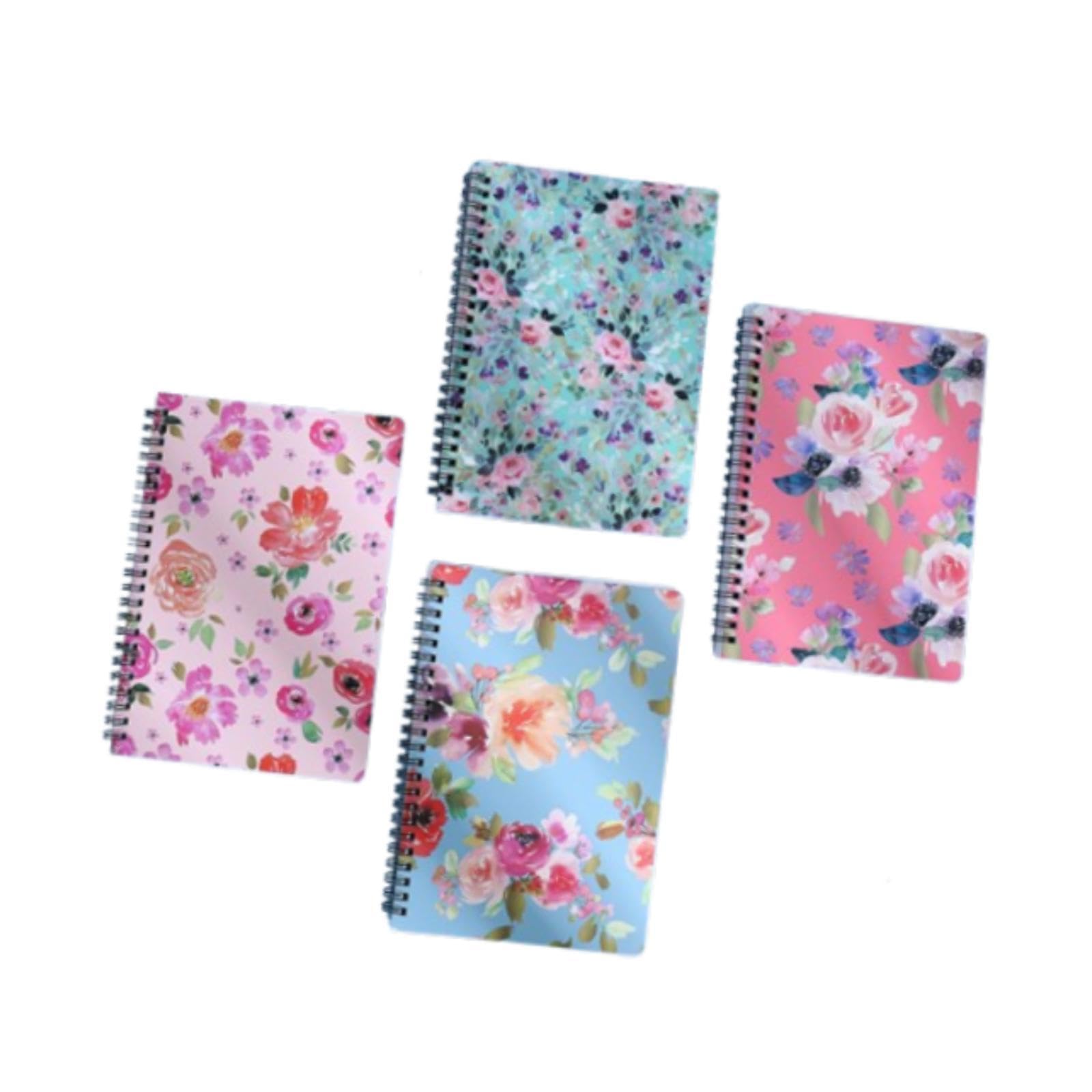 Sharplace 4 Piezas de Cuadernos Libretas de Espiral Planificadores Diarios con Tapa Dura Floral Y Papel Grueso Adecuado para Estudiantes Escuela Y Oficina