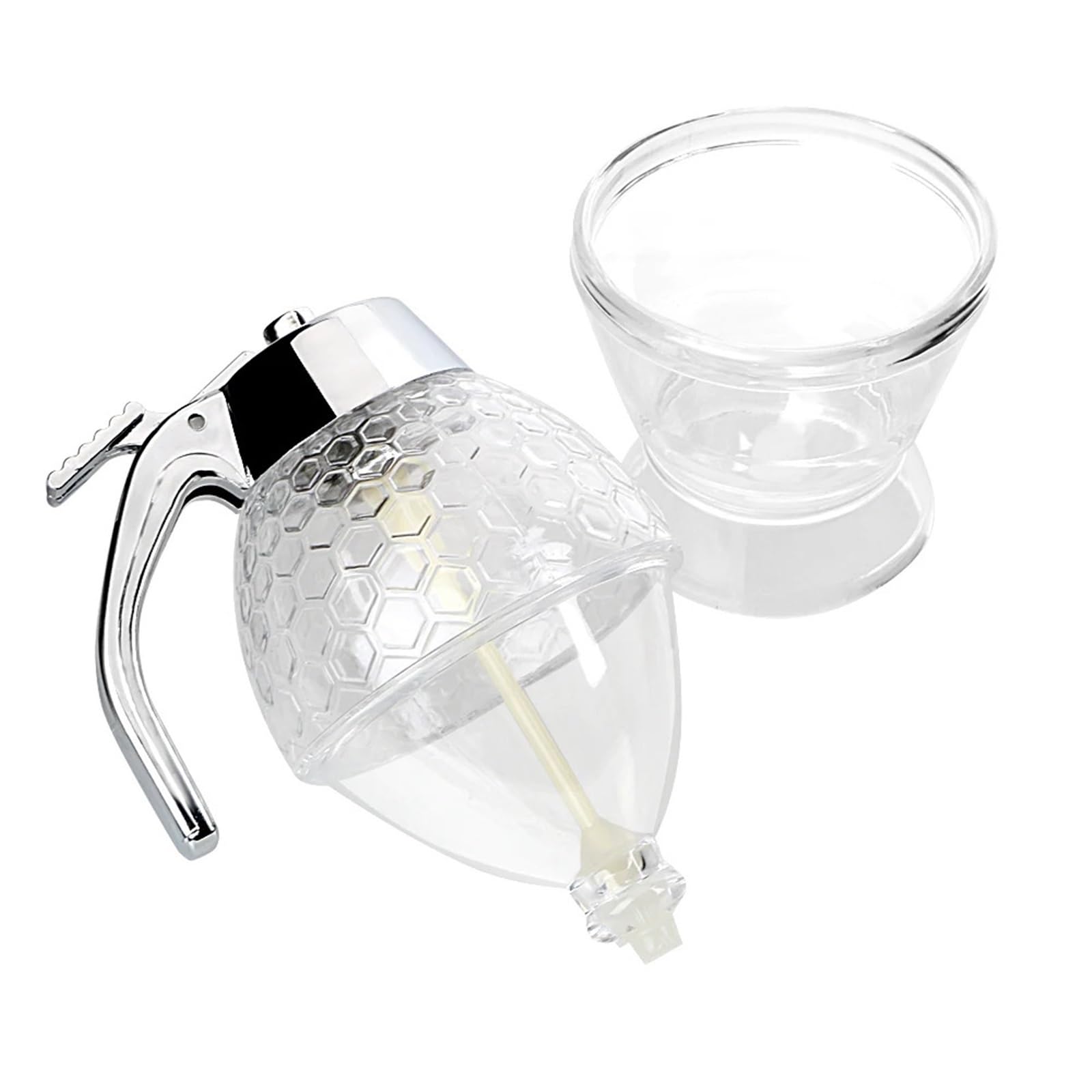 EnxJire Honey Dispenser 1PC Creative Press Type Honey Jar Squeeze Bottle Plastic Sealed Funnel Syrup Pot With Sprinkling Base Jars
