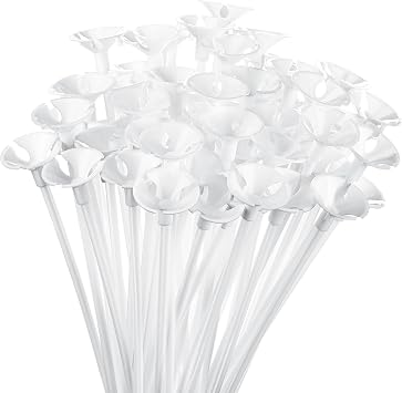Chivao 300 Pcs Balloon Sticks with Base Balloon Holder,White