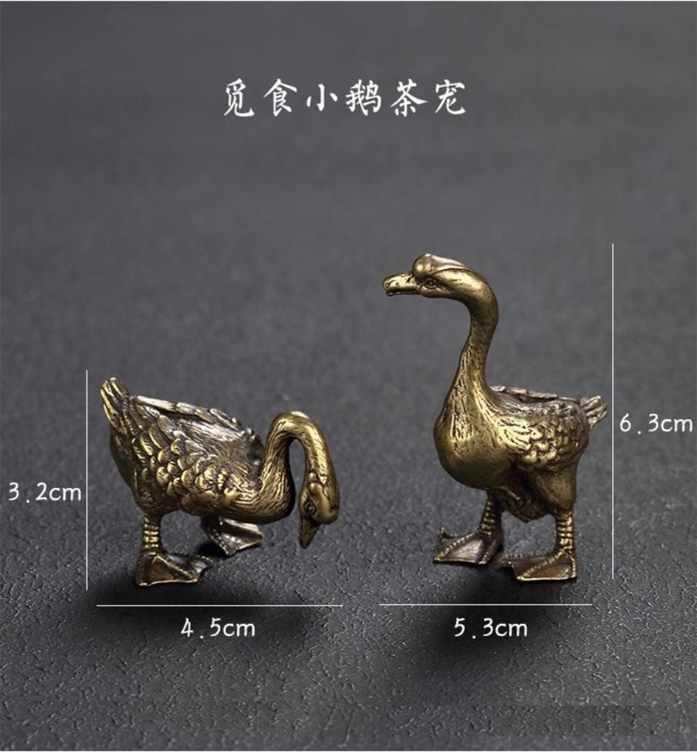 XIALON 2pc Solid Brass Small Swan Decoration for Attracting Wealth Giving Blessings Feng Shui Decoration for Town Houses