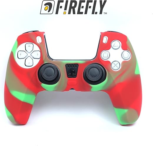Firefly PS5 Controller Silicon Skin Cover Red & Green Marble
