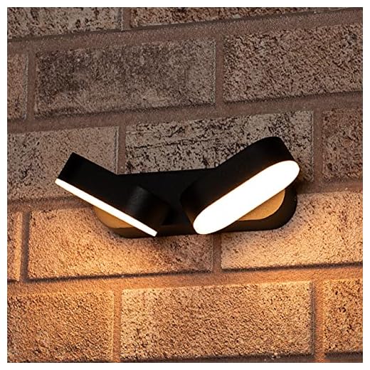 Proventa Aplique LED pared exterior 13W 570 lm IP54. Aluminio. 2 Focos giratorios 340°. Luz blanca cálida 2.700K. Color negro