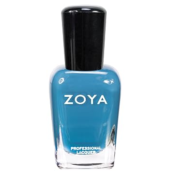 ZOYA Breezi Nail Polish, Soft Dusty Medium Cerulean Blue Cream Polish, Cool-Tone Denim Look Color, Big10Free Vegan, 0.5 fl oz