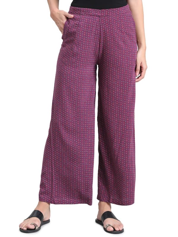 Image of GO COLORS Soft Viscose Printed Palazzo Full Length for Women| Breathable, Mid Rise