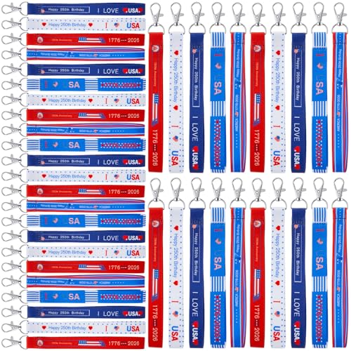 Equsion 200 Pcs 250th Anniversary Keychains Gifts 4th of July