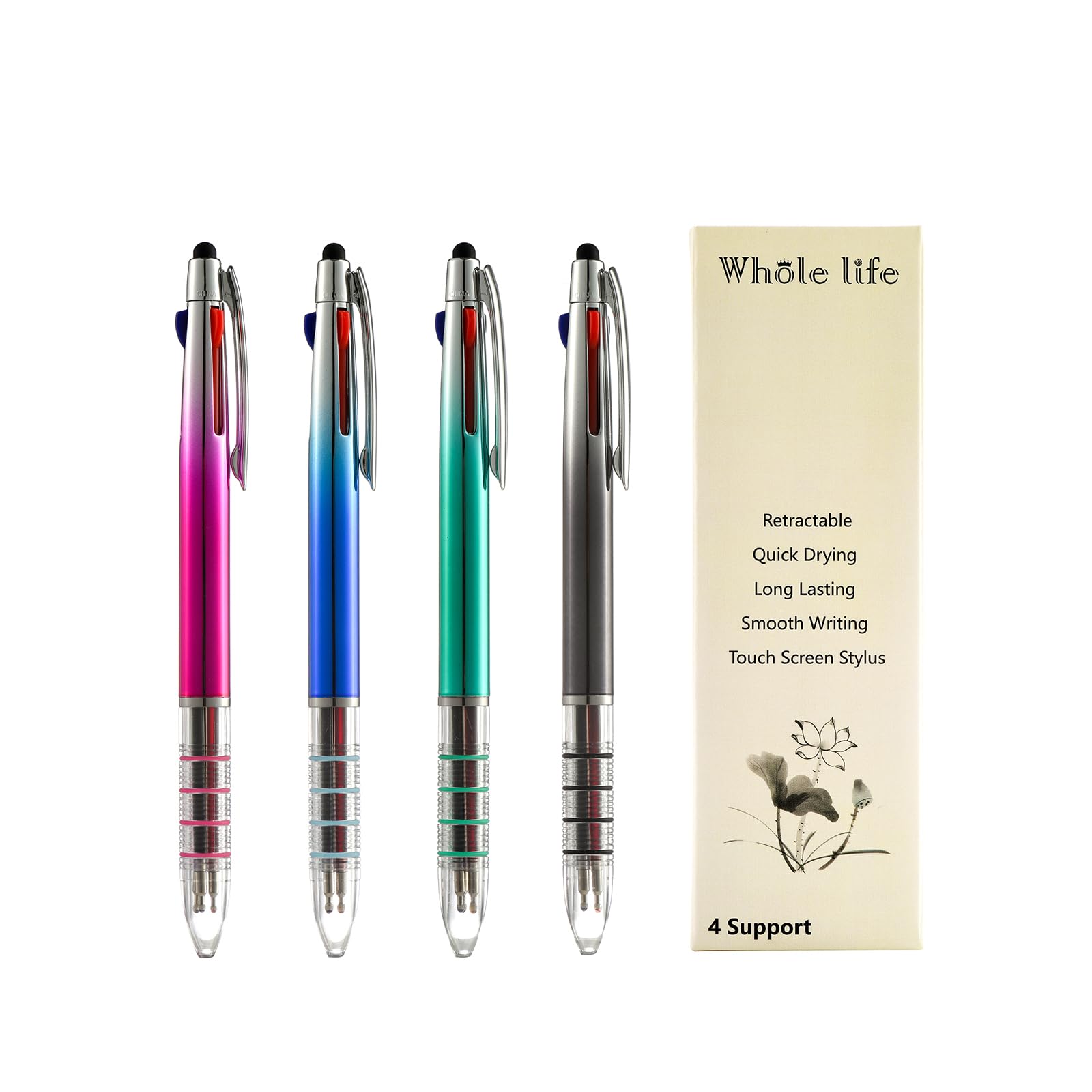 whole life Stylus Pens 3 In One Pens Touch Screen Tip Multi Colored Pen Ballpoint Pens Writing Pens Red Blue Black Ink Pens With Stylus Retractable
