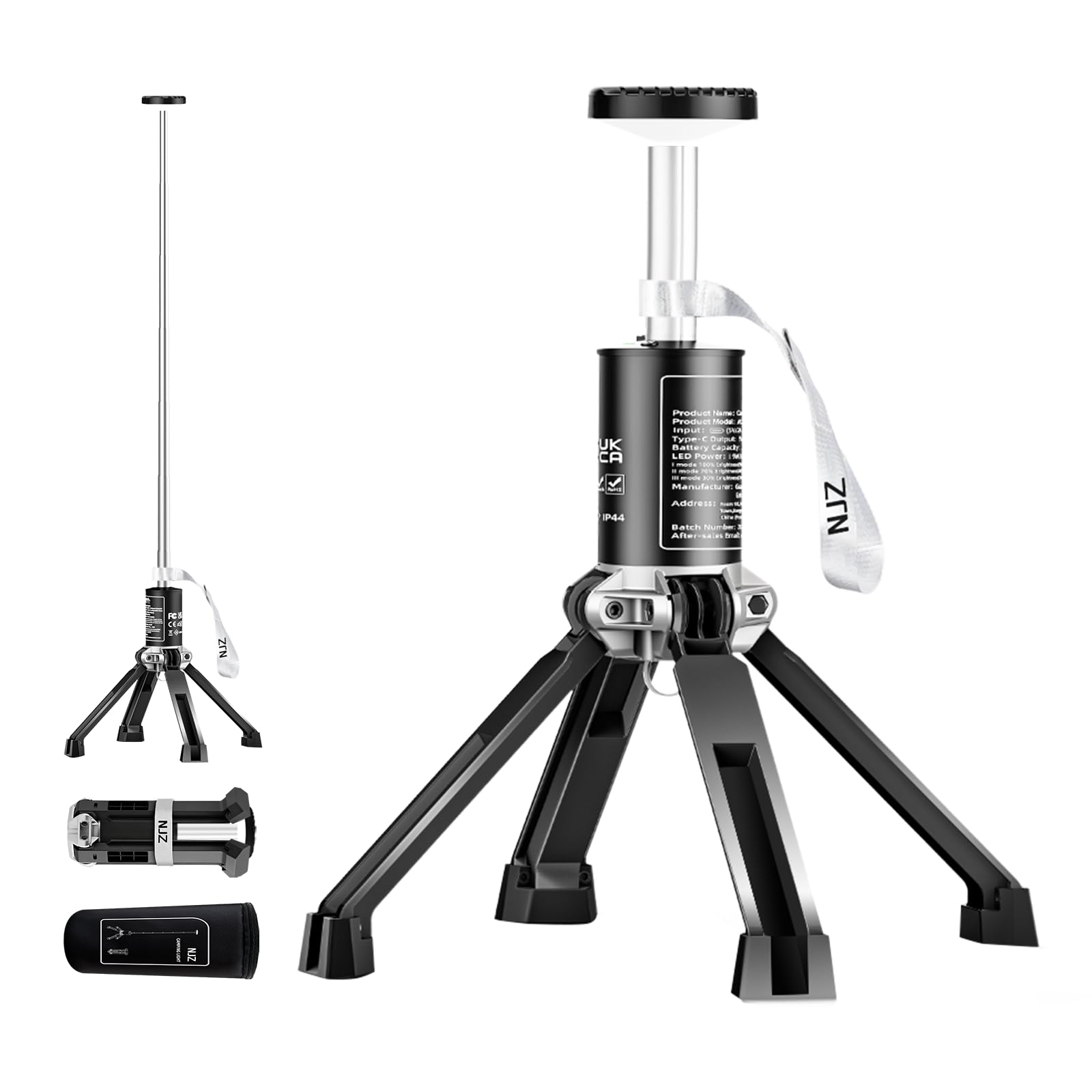 NJZ Telescopic Camping Light — Simple & Reliable Lighting for Everyday Use, Adjustable Height, 3 Brightness Levels, Portable Light for Camping, Home,