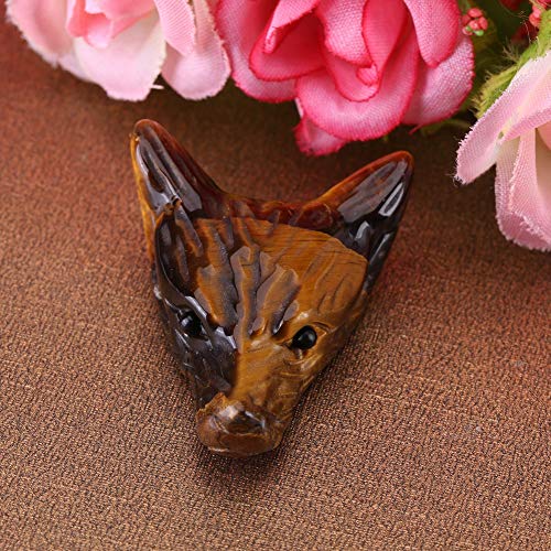 TREETDOBV Loup Pendentif Ornements1pc Tête de Loup Pendentif en Forme D'Œil de Tigre Pierre Charme Petit Parure 4cm pour Hommes Présent Bracelet Collier Bijoux DIY Artisanat Fabrication – vue 7