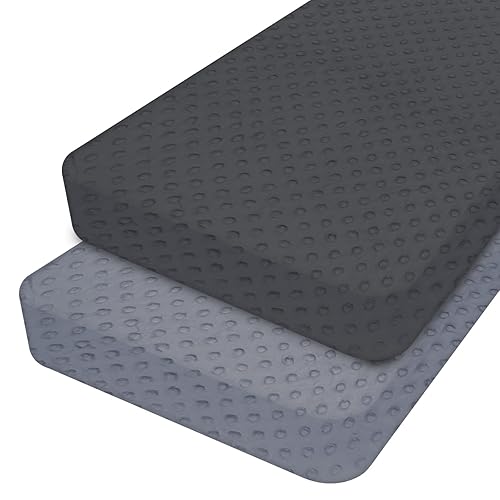 Juego de 2 fundas para cambiador, para bebé niño y niña, suave de felpa Minky para cambiador, transpirable, lavable, funda para cambiador de pañales