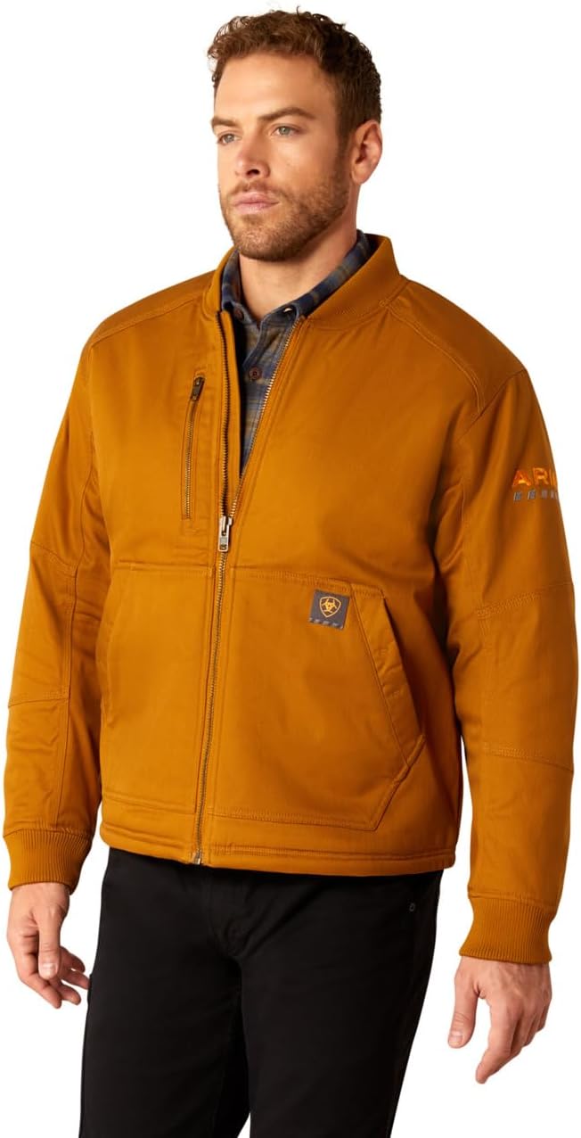 ARIAT mens Rebar Stretch Canvas Bomber Jacket