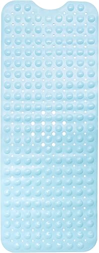 Miniatura 31 de ENKOSI Alfombra de baño – Alfombra antideslizante grande de 40 x 16 pulgadas con ventosas y agujeros de drenaje – Alfombra de baño extra larga para