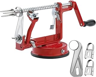 TIGWIN Apple Peeler Corer Slicer - Durable Magnesium Alloy, Stainless Blades, Suction Base for Apples & Potatoes (Red)