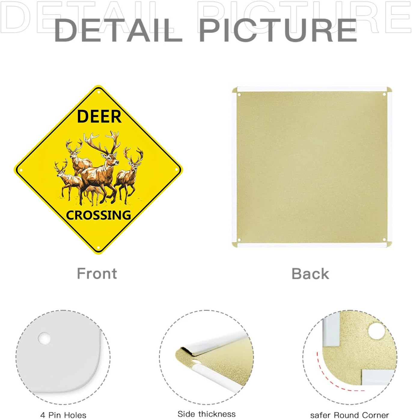 Deer Crossing Sign, 2-Pack 12"X12" Metal Wall Decor, Rustic Style, Yellow, Easy to Install, Durable