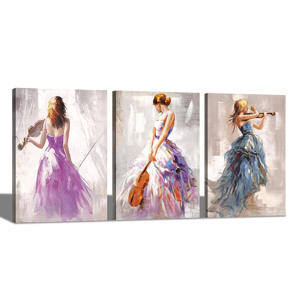 Toile 3 pièces violoniste pour sublimer le mur de votre chambre