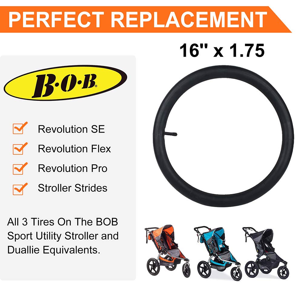 16'' x 1.75/1.95/2.125 Stroller Inner Tube, Heavy Duty Rear Wheel Replacement Tubes, Suitable for Bob Revolution (SE/Flex/Pro/Stroller Strides/Ironman), Baby Trend Expedition Jogger Stroller