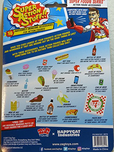 Super Action Stuff 18 Piece Super Foodie Action Figure Accessories 1:12 and Six inch Scale Compatible Miniature Plastic Food Accessories That fit Most 5 to 7 inch Action Figures for Hilarious Photos - Thumbnail 3