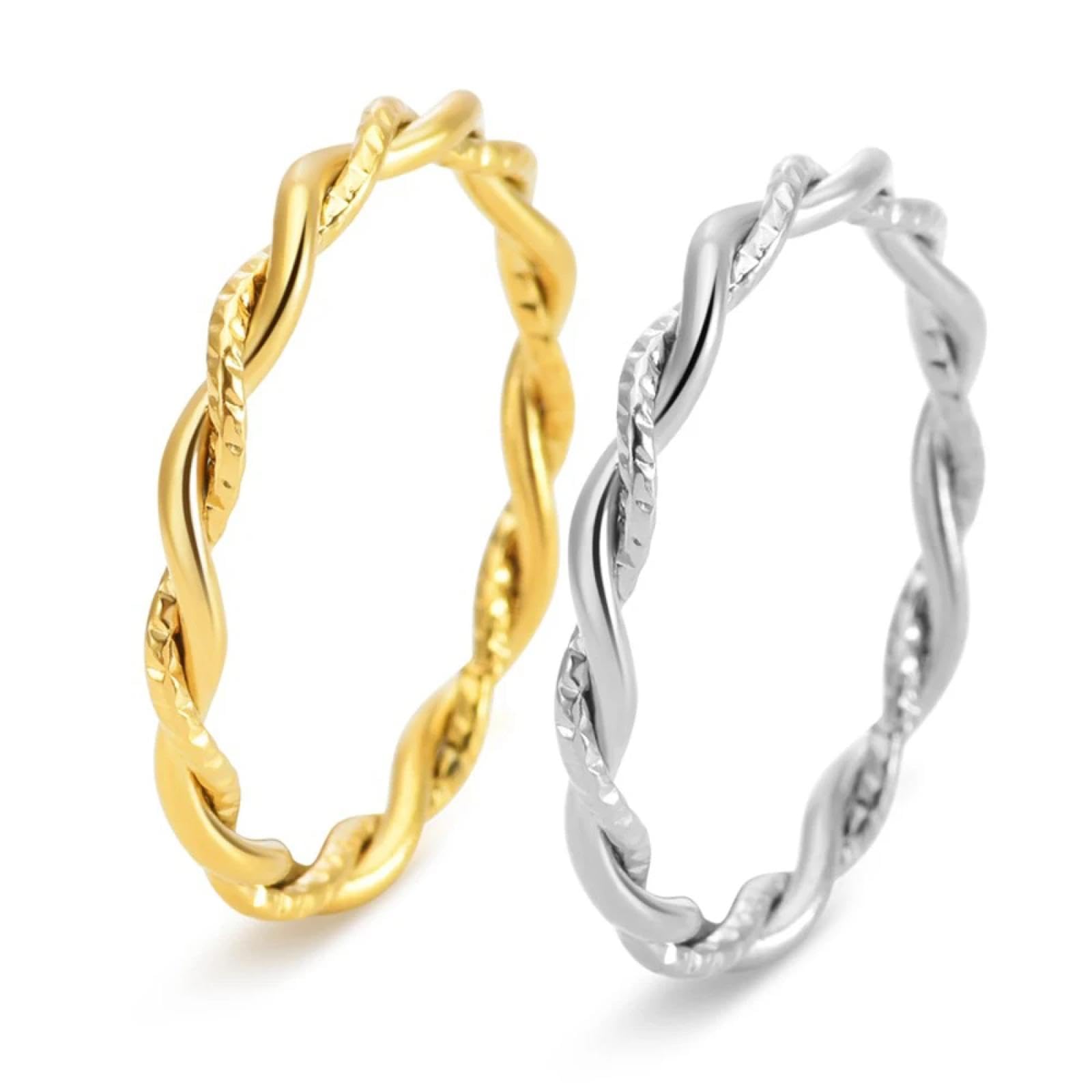 Anello Anelli Gioielli Donna Uomo Anello A Croce Intrecciato in Oro da Donna, Doppio Filo, Stile Boho, Minimalista, Unico, Delicato, Impilabile, di Lusso