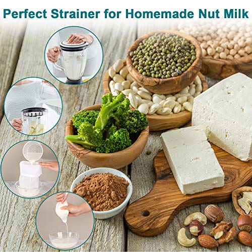 6 Packs Nut Milk Bags Reusable Food Strainer Bags Fine Mesh Nylon Drawstring Bags For Milk Coffee Tea Filter, 3 Sizes #TOP4