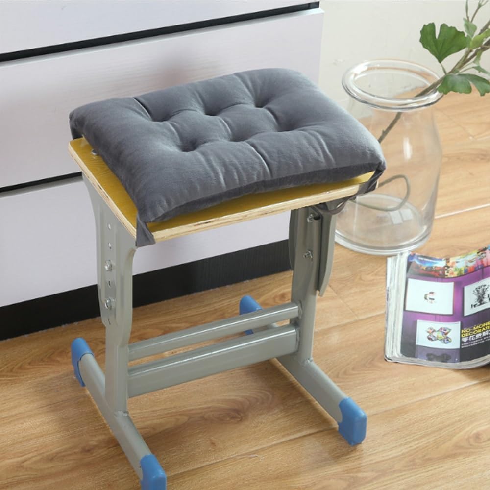 Set of 2 Rectangle Chair Pads, Non Slip Seat Cushion with Ties for Bar Stool Home School Office(Gray,24 * 36 * 6cm)